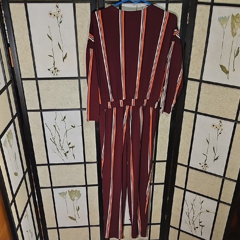 Express Maroon and Orange Striped Jumpsuit - Picture 5 of 5
